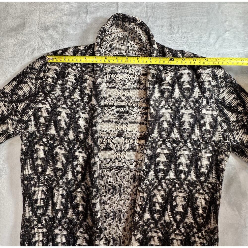 Peruvian Connection Womens Open Front Tunic Cardigan Sweater Ikat Black Sz M - Picture 9 of 11